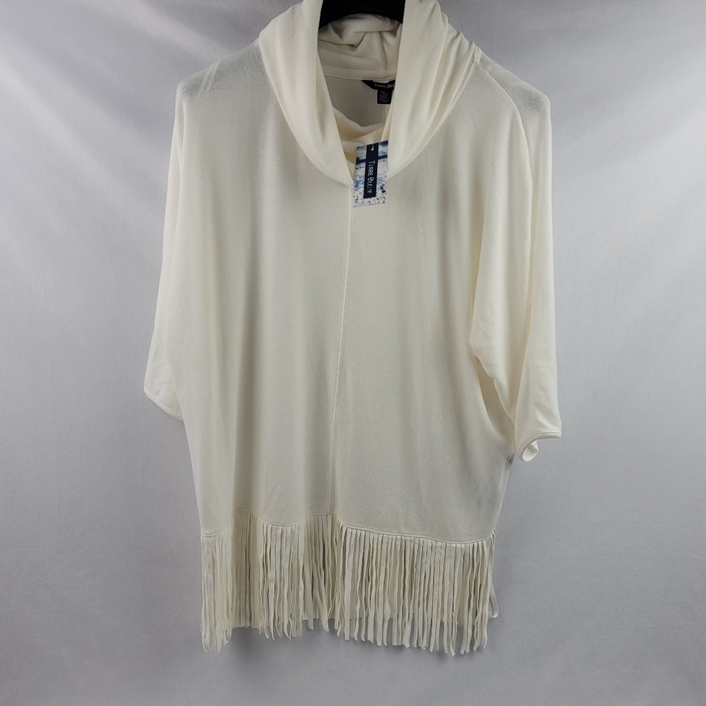 NWT‎ Terre Bleue oversizedfringe bottom cowl neck t